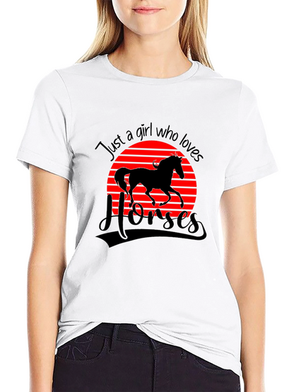 Camiseta Negra Just a Girl Who Loves Horses