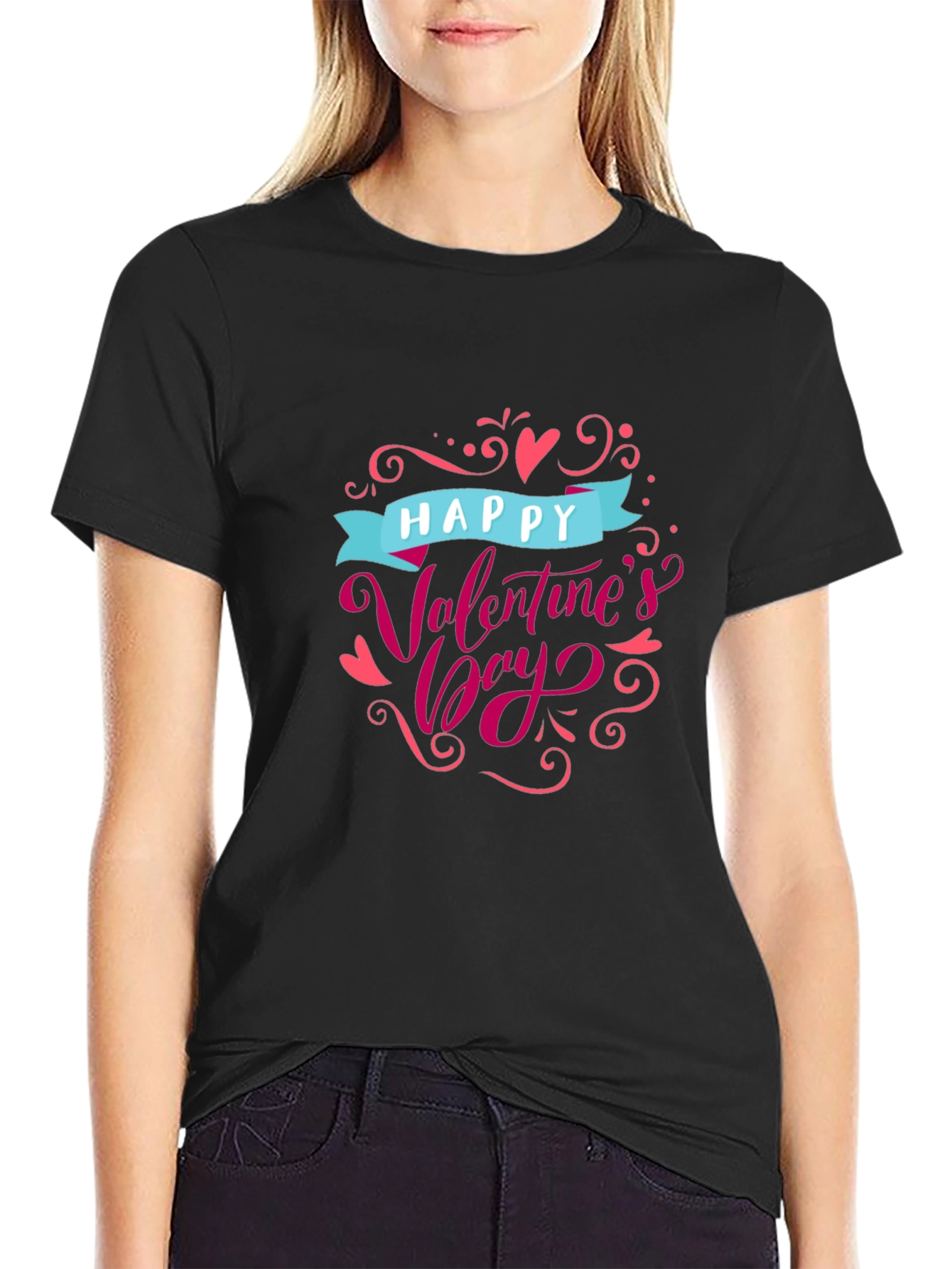 Camiseta Negra Feliz Día de San Valentín