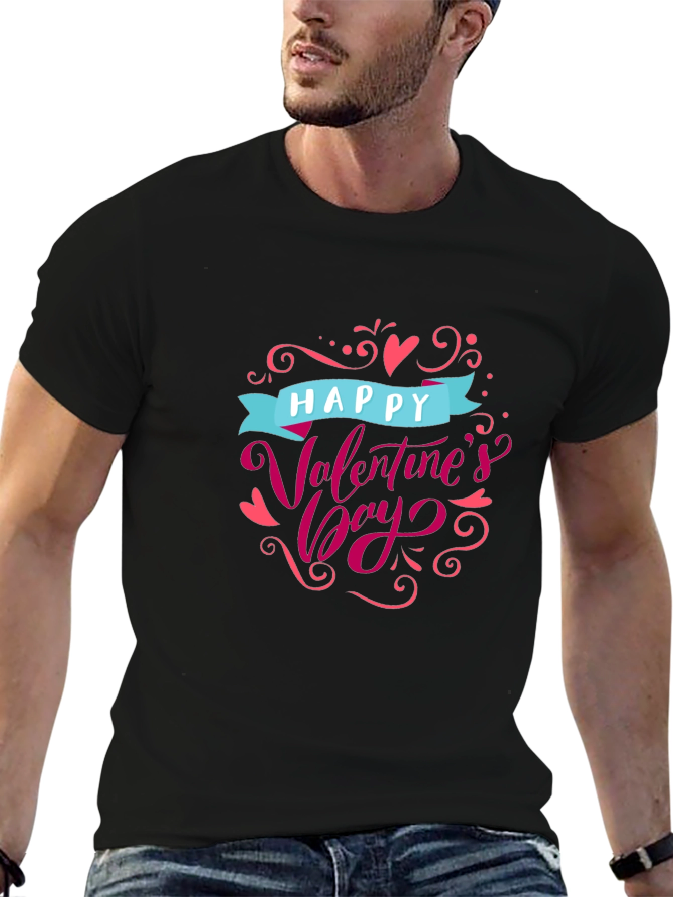 Camiseta Negra Feliz Día de San Valentín