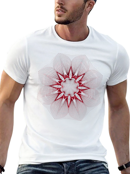 Camiseta Negra con Diseño Abstracto Rojo Intenso