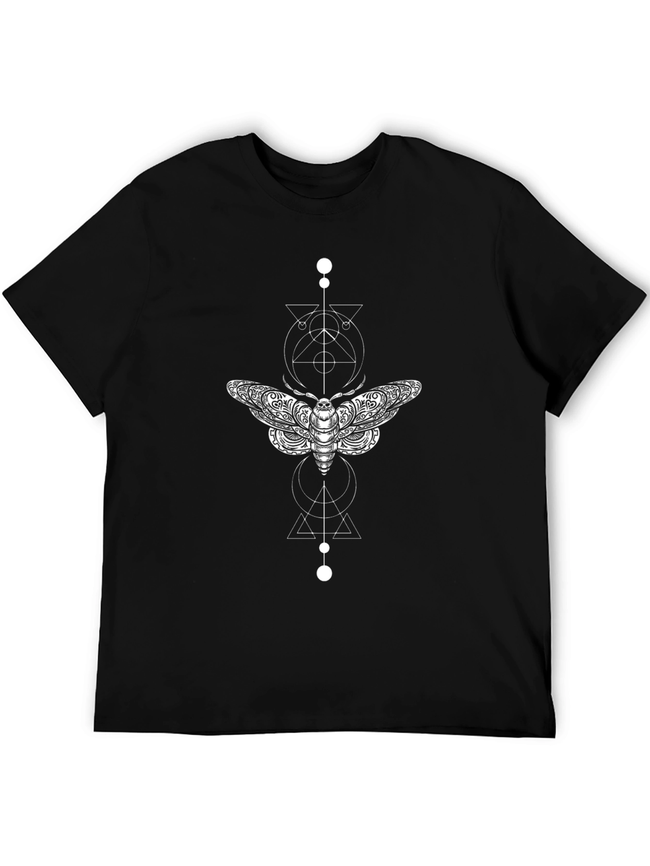 Camiseta Negra con Diseño de Polilla Geométrica