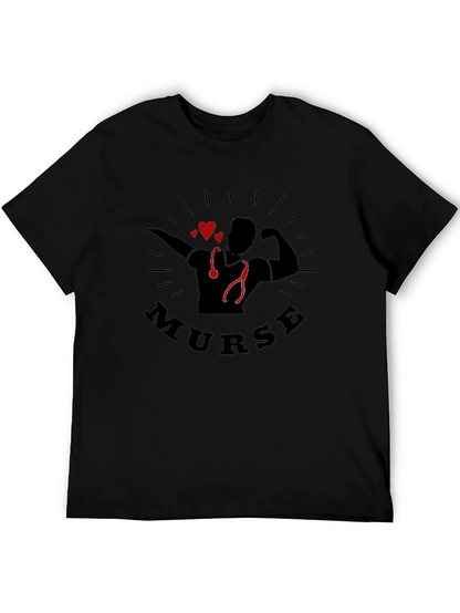 Camiseta Negra Murse para Hombre - Diseño Enfermero Musculoso