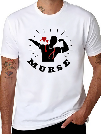 Camiseta Negra Murse para Hombre - Diseño Enfermero Musculoso