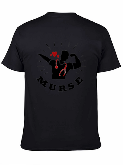 Camiseta Negra Murse para Hombre - Diseño Enfermero Musculoso