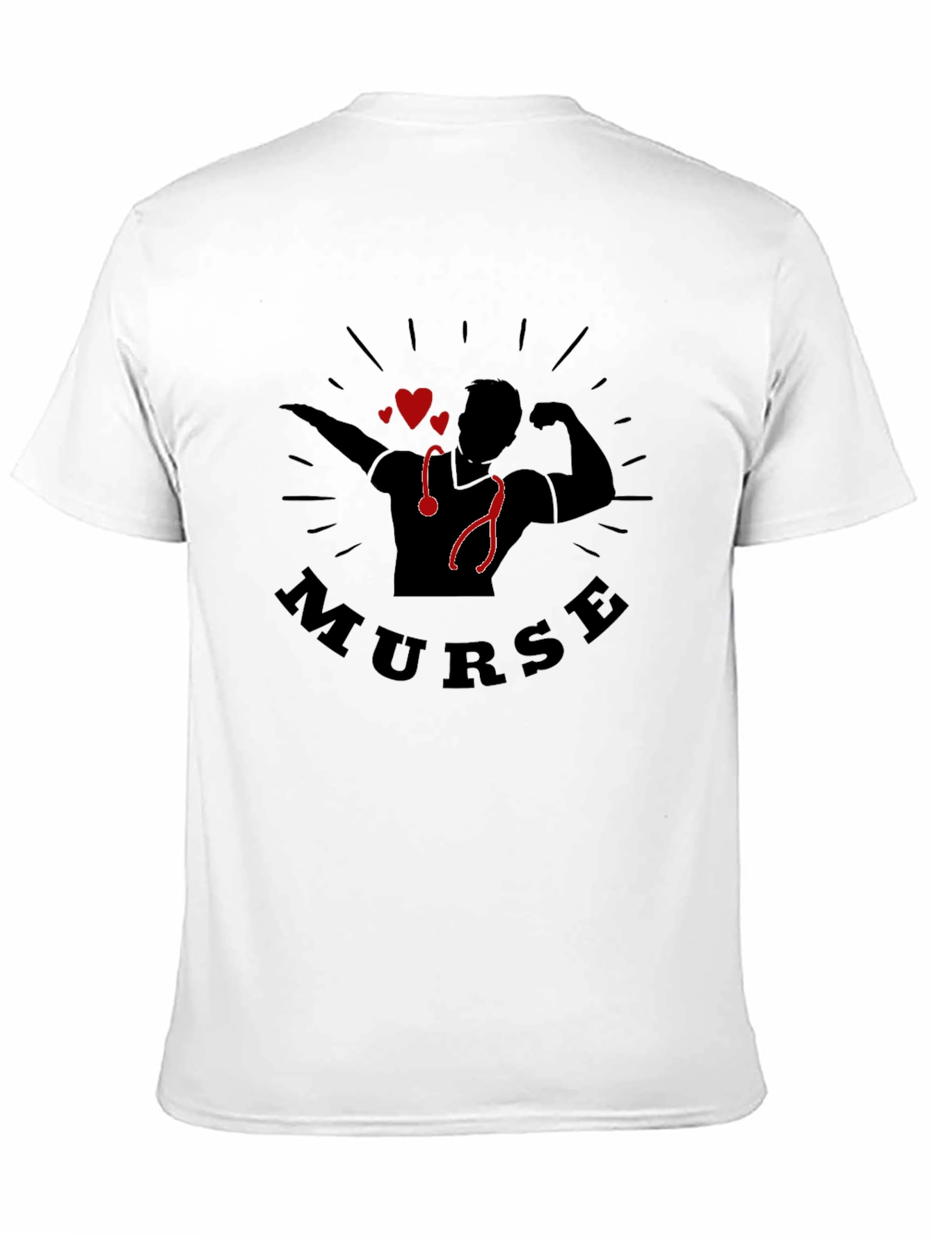 Camiseta Negra Murse para Hombre - Diseño Enfermero Musculoso