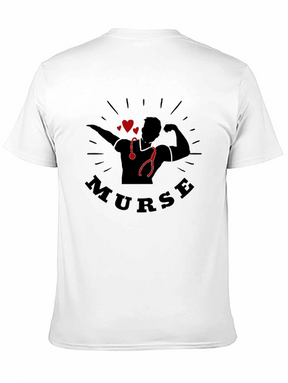 Camiseta Negra Murse para Hombre - Diseño Enfermero Musculoso