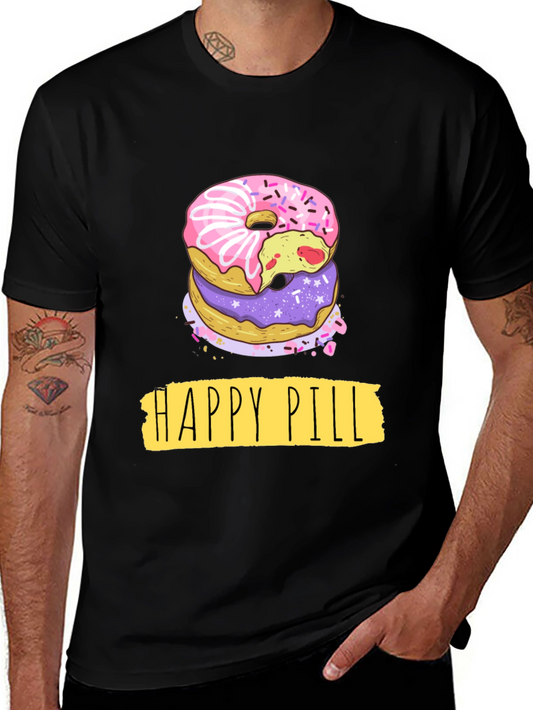 Camiseta Negra Donas Happy Pill
