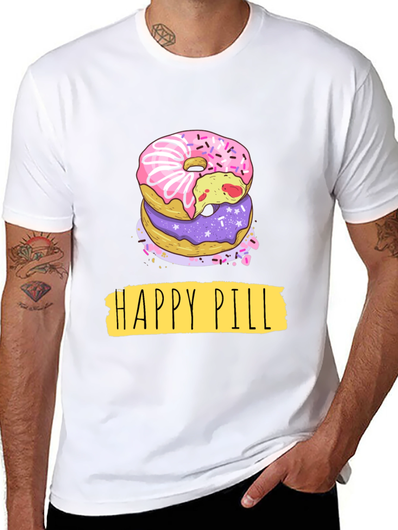 Camiseta Negra Donas Happy Pill