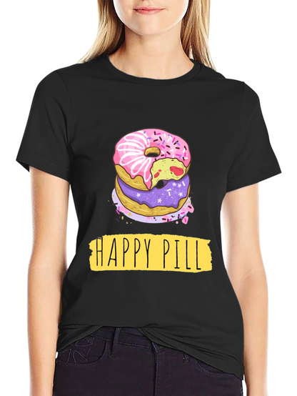Camiseta Negra Donas Happy Pill