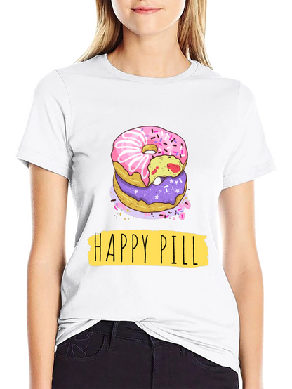 Camiseta Negra Donas Happy Pill