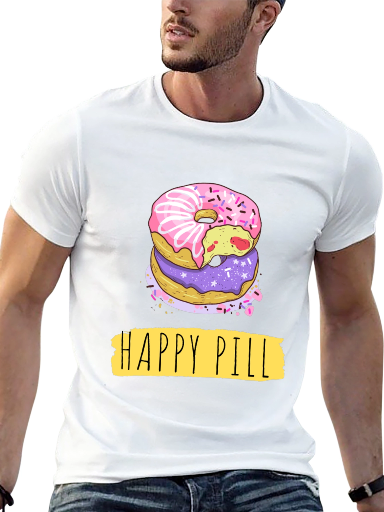 Camiseta Negra Donas Happy Pill