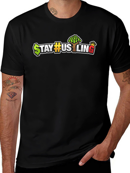 Camiseta Negra Estilo Urbano Stay Hustling