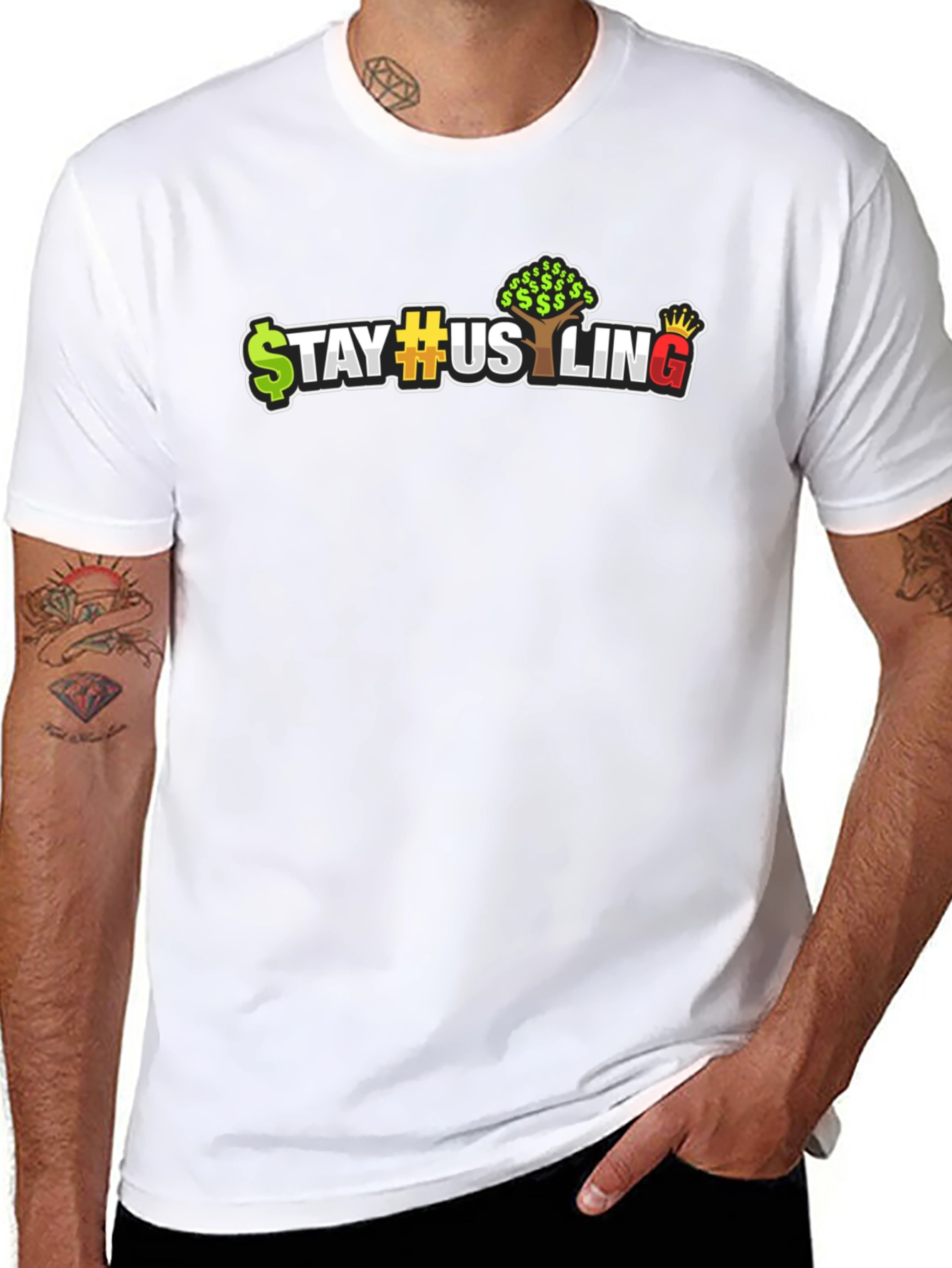 Camiseta Negra Estilo Urbano Stay Hustling