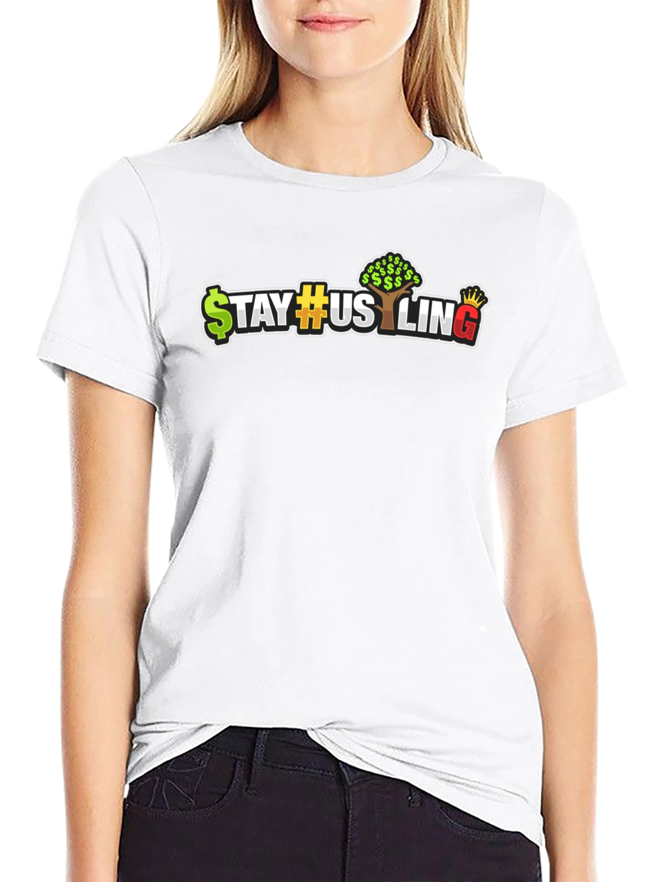 Camiseta Negra Estilo Urbano Stay Hustling
