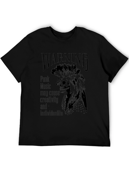 Camiseta Negra Warning Punk Music