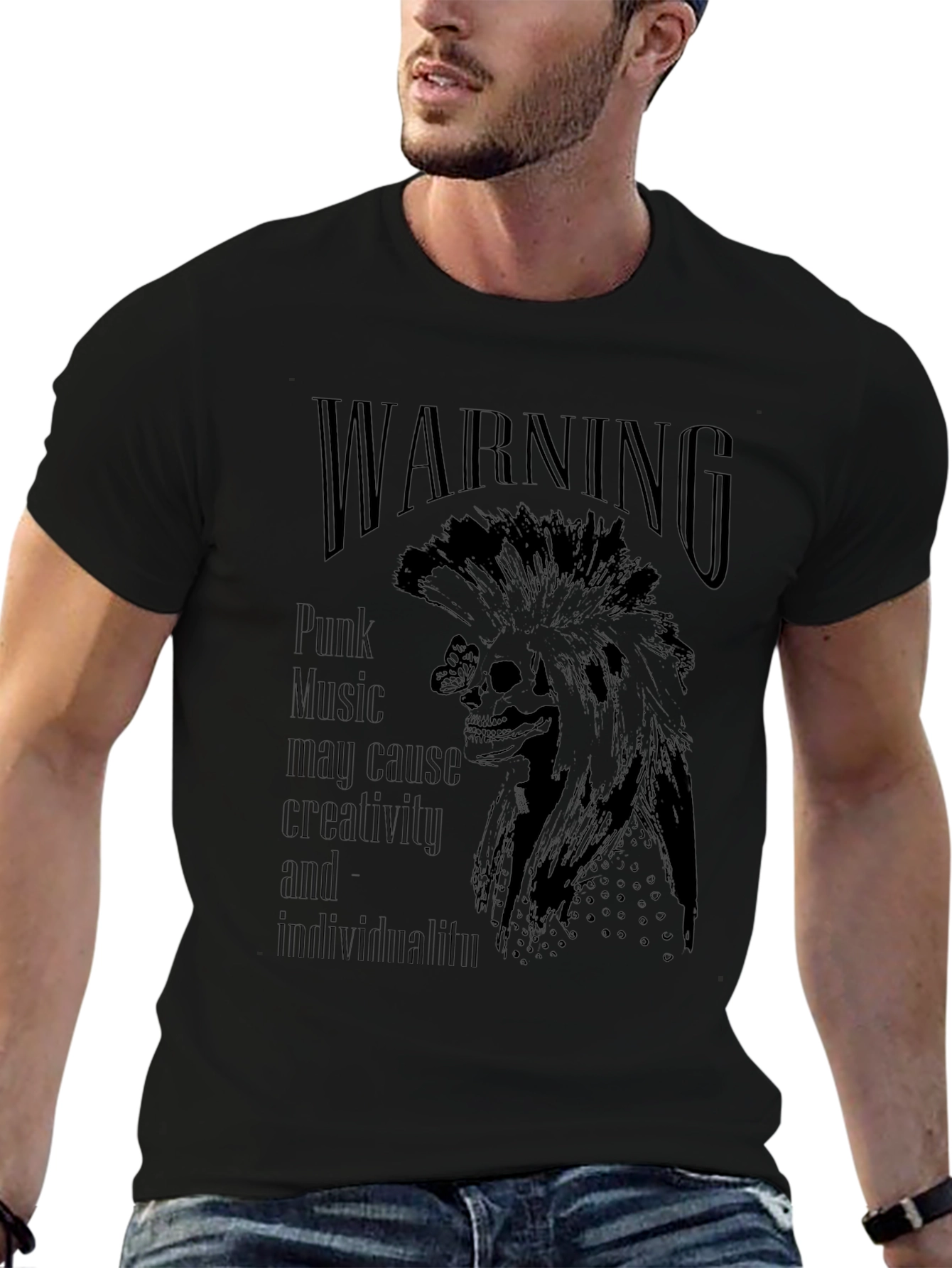 Camiseta Negra Warning Punk Music