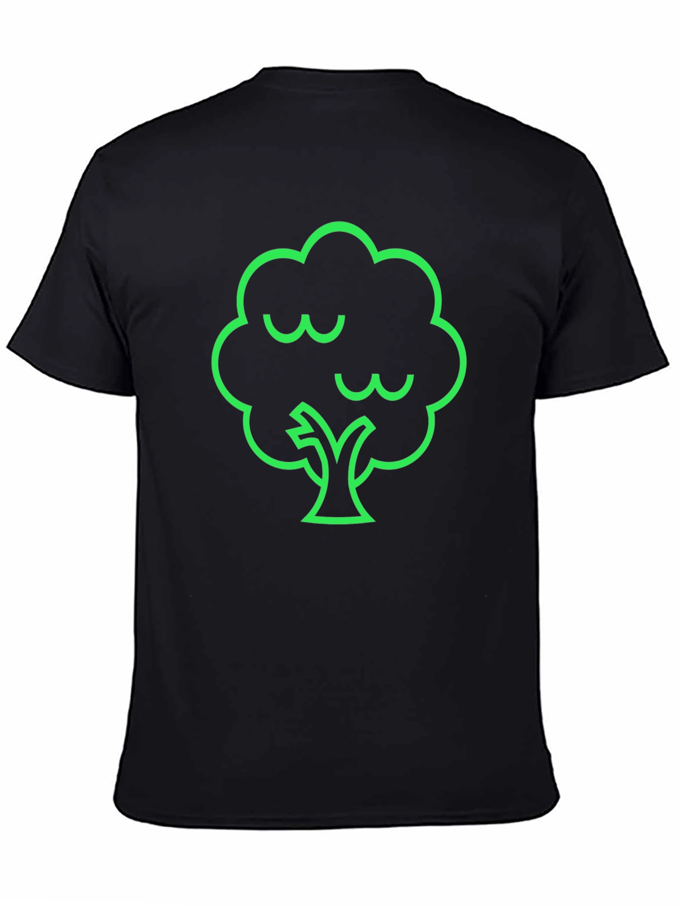 Camiseta Negra con Diseño de Árbol Verde