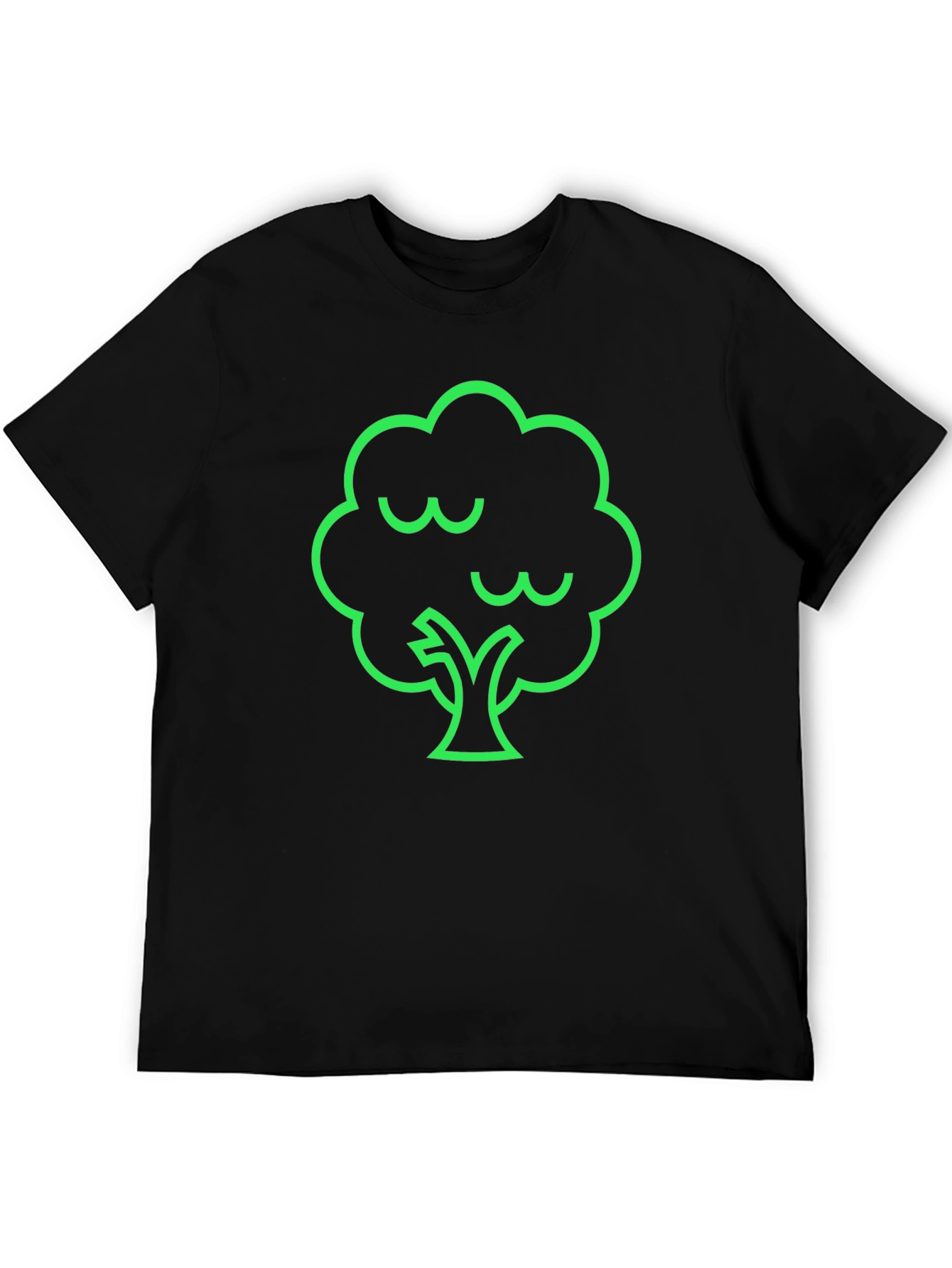 Camiseta Negra con Diseño de Árbol Verde