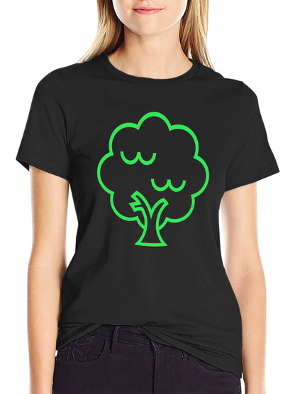 Camiseta Negra con Diseño de Árbol Verde