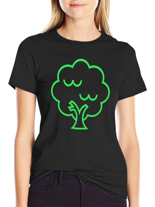 Camiseta Negra con Diseño de Árbol Verde