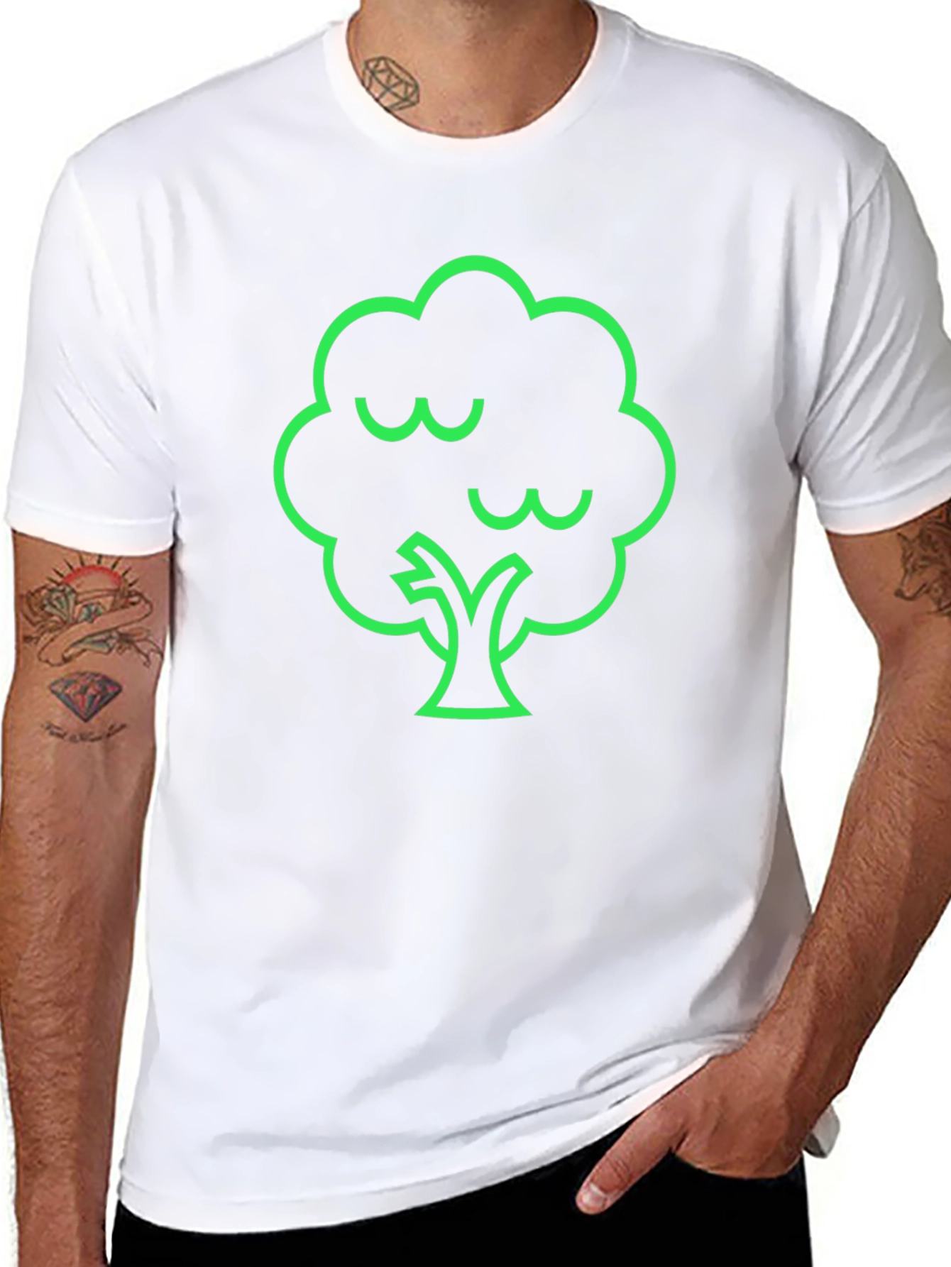 Camiseta Negra con Diseño de Árbol Verde