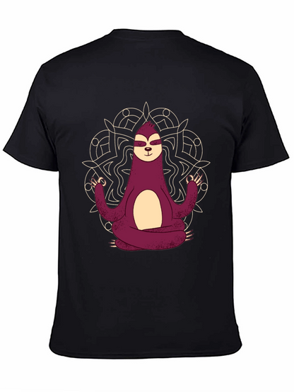 Camiseta Hombre Sloth Yoga Mandala Negra
