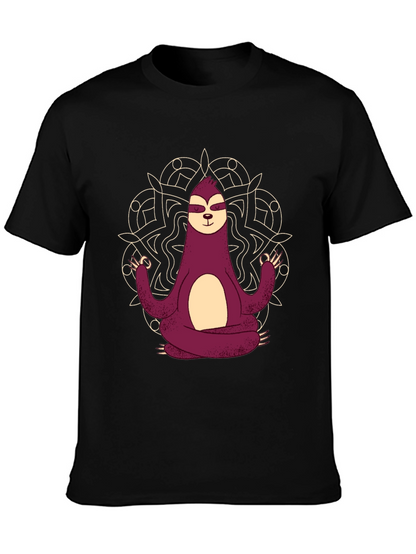 Camiseta Hombre Sloth Yoga Mandala Negra