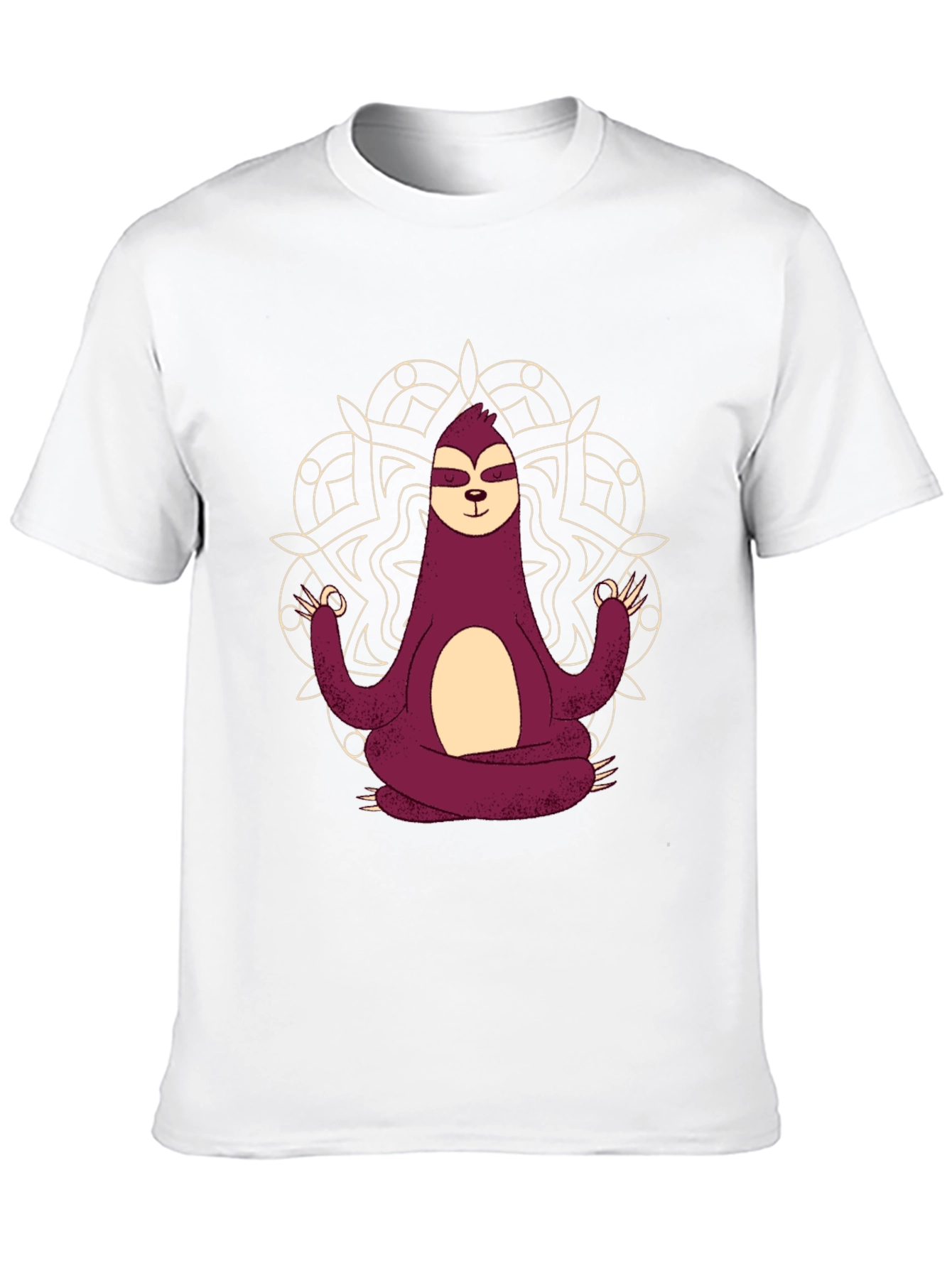 Camiseta Hombre Sloth Yoga Mandala Negra