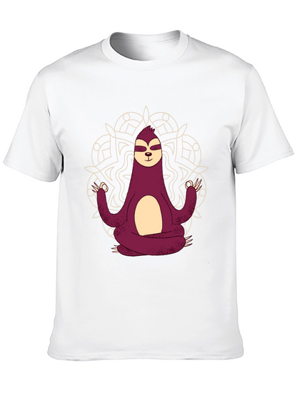 Camiseta Hombre Sloth Yoga Mandala Negra