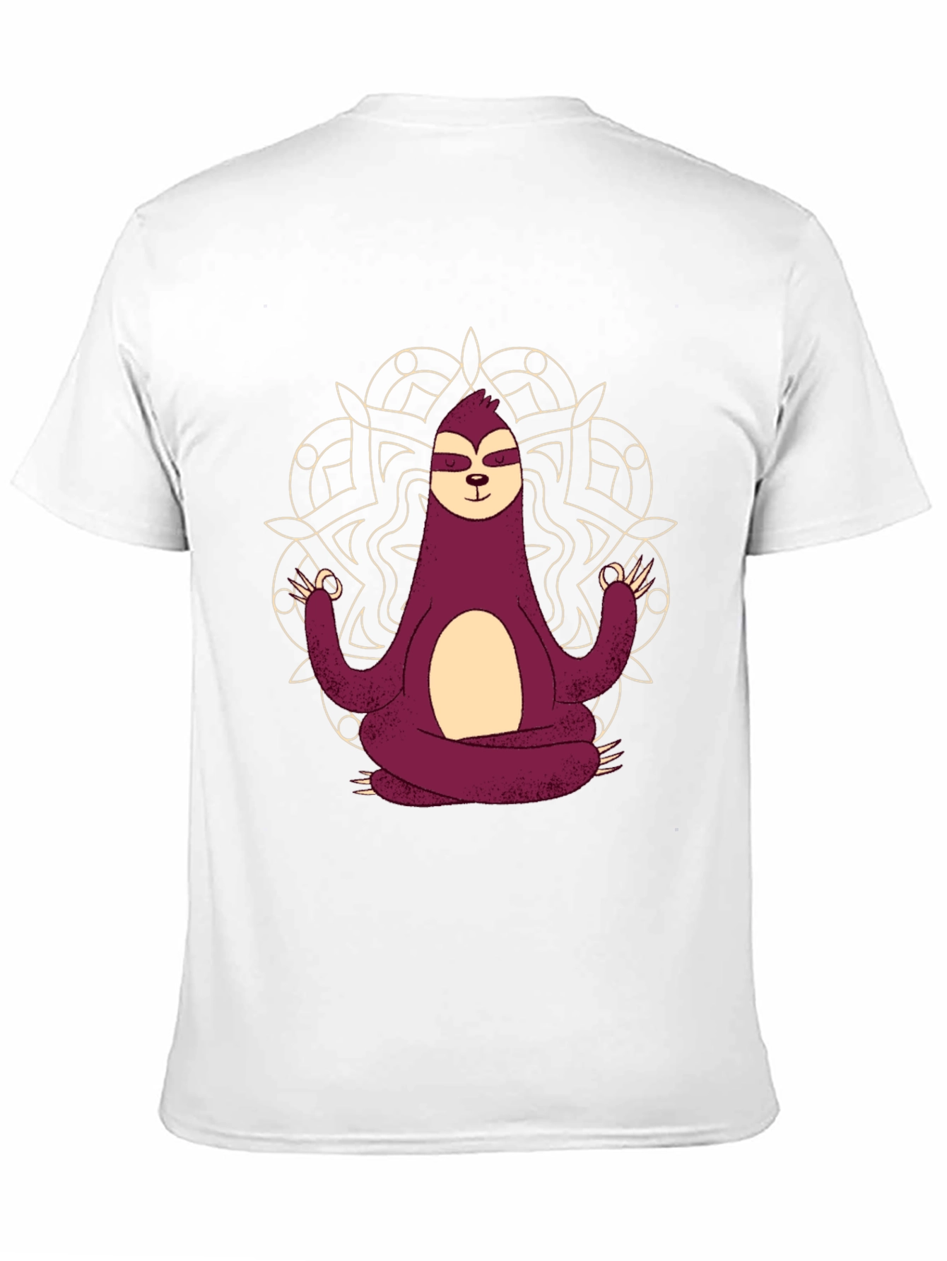 Camiseta Hombre Sloth Yoga Mandala Negra