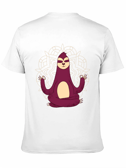Camiseta Hombre Sloth Yoga Mandala Negra