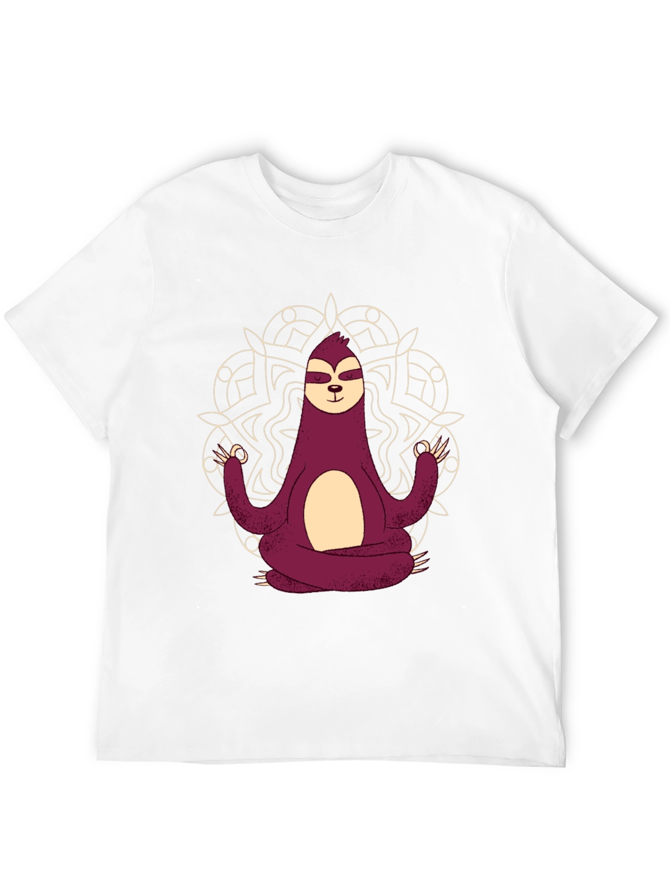 Camiseta Hombre Sloth Yoga Mandala Negra