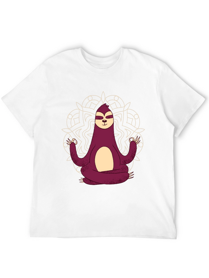 Camiseta Hombre Sloth Yoga Mandala Negra