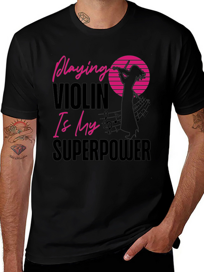 Camiseta Negra Violinista Superpoder