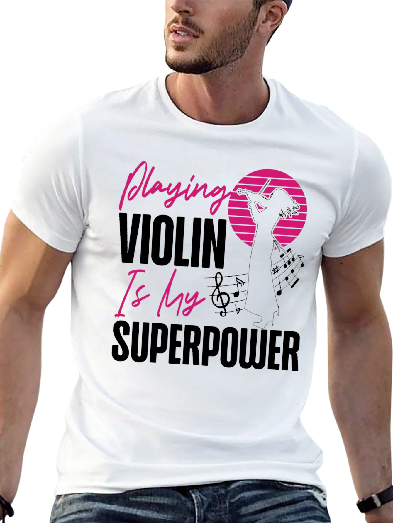 Camiseta Negra Violinista Superpoder