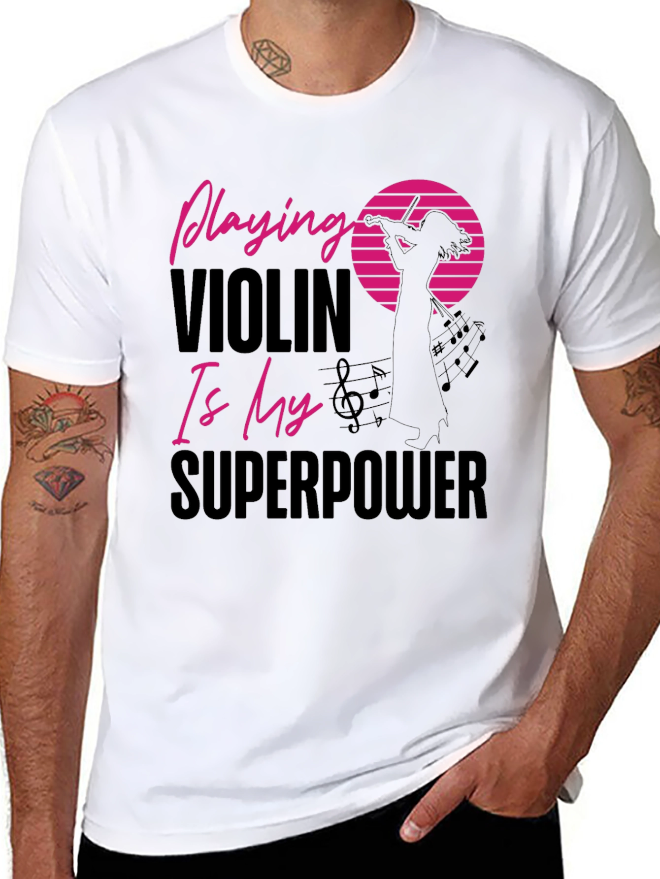 Camiseta Negra Violinista Superpoder