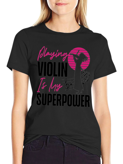 Camiseta Negra Violinista Superpoder