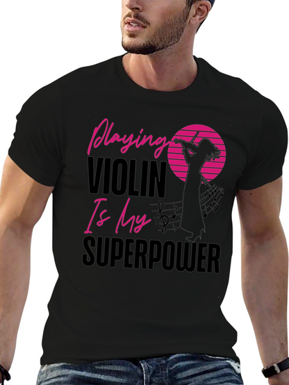 Camiseta Negra Violinista Superpoder