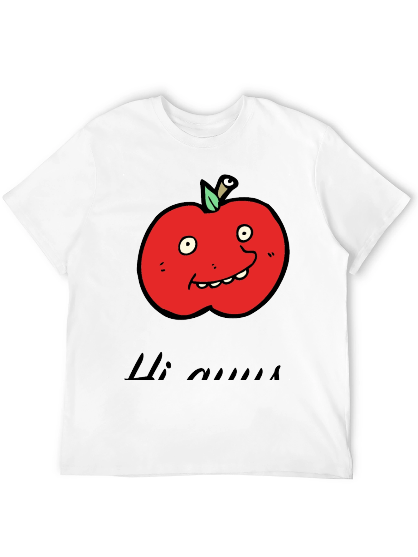 Camiseta Negra con Diseño de Manzana Animada