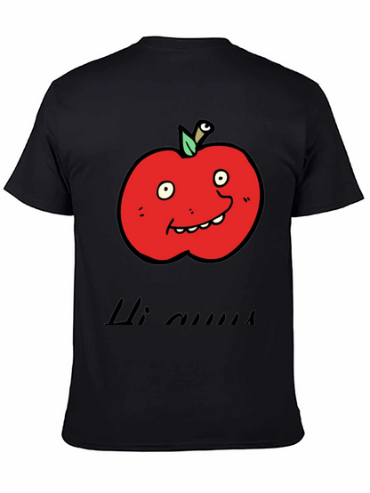 Camiseta Negra con Diseño de Manzana Animada