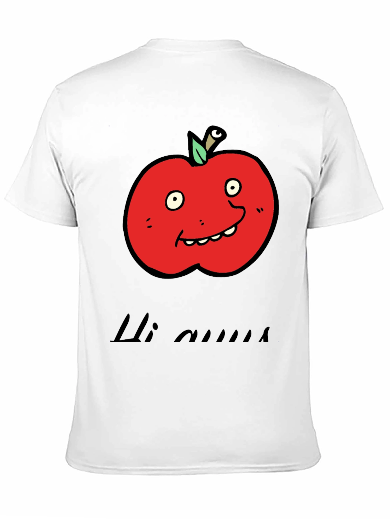 Camiseta Negra con Diseño de Manzana Animada
