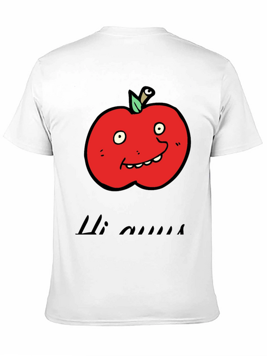 Camiseta Negra con Diseño de Manzana Animada