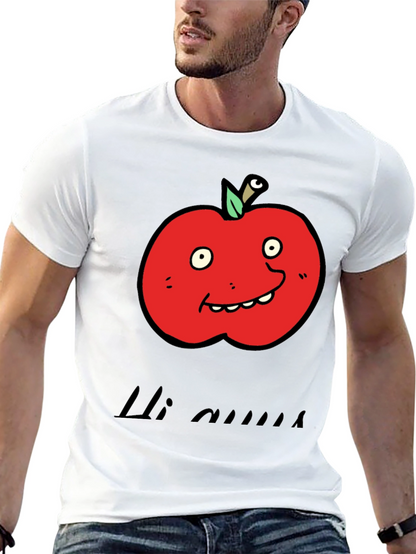Camiseta Negra con Diseño de Manzana Animada