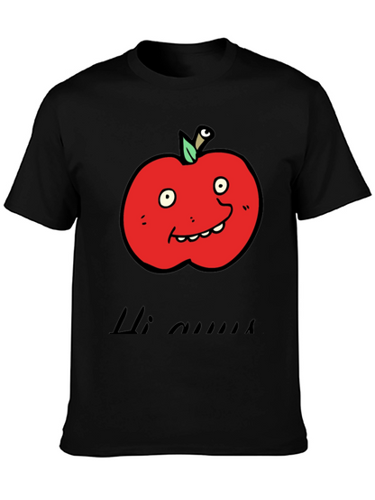 Camiseta Negra con Diseño de Manzana Animada