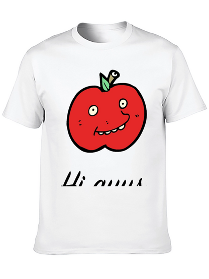 Camiseta Negra con Diseño de Manzana Animada