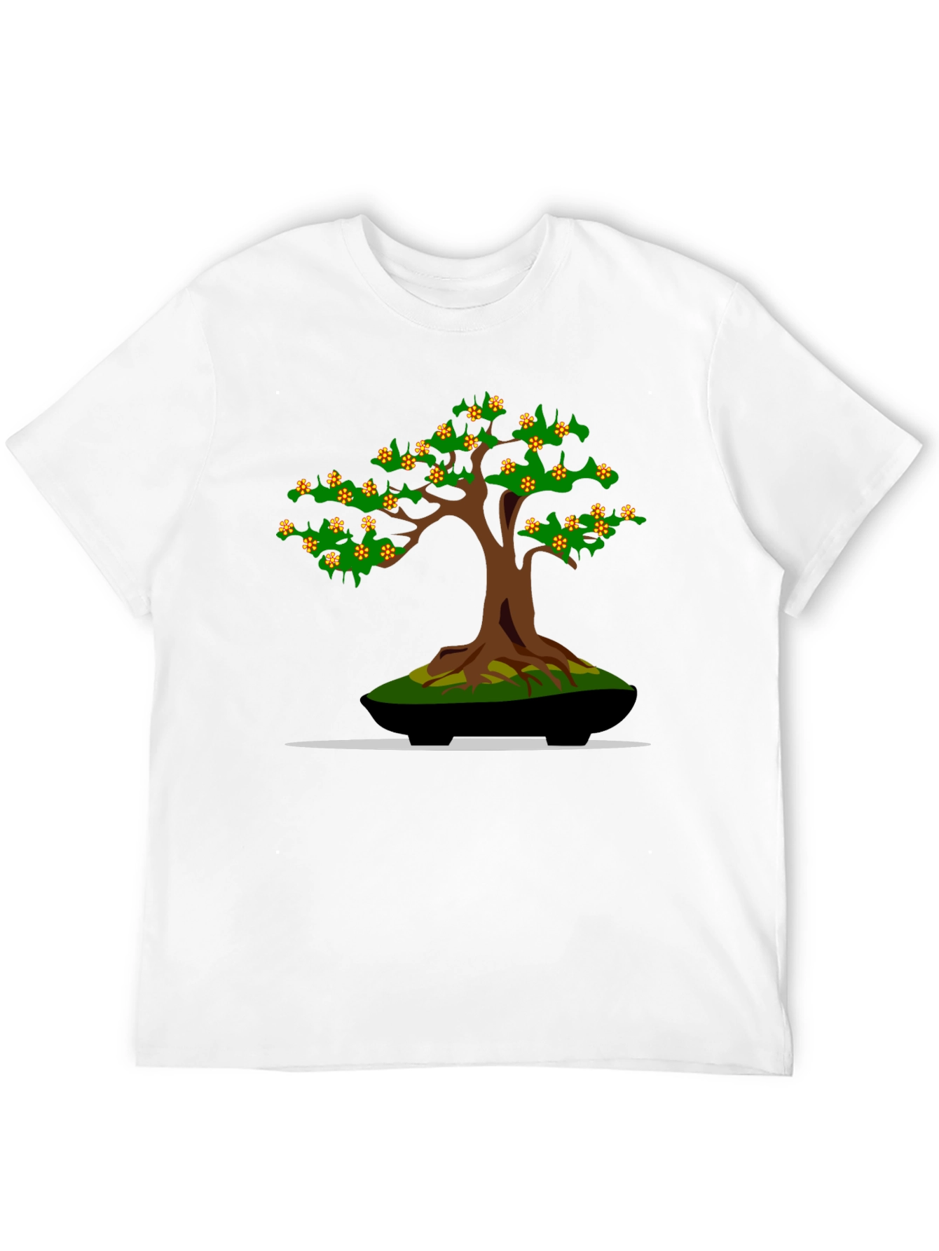 Camiseta Negra con Diseño de Bonsái Floreciente