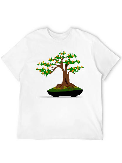 Camiseta Negra con Diseño de Bonsái Floreciente