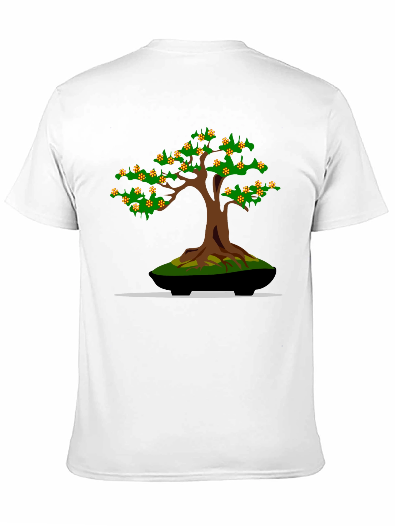 Camiseta Negra con Diseño de Bonsái Floreciente