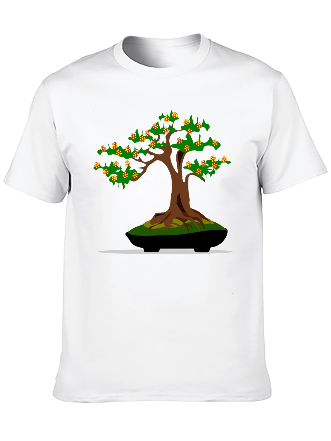 Camiseta Negra con Diseño de Bonsái Floreciente