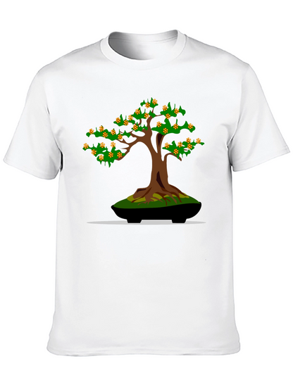 Camiseta Negra con Diseño de Bonsái Floreciente